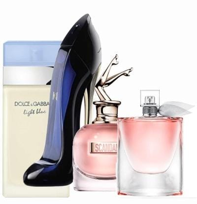 Combo 4 Perfumes - Dolce Gabbana Light Blue + Good Girl + Scandal + La Vie 100ML